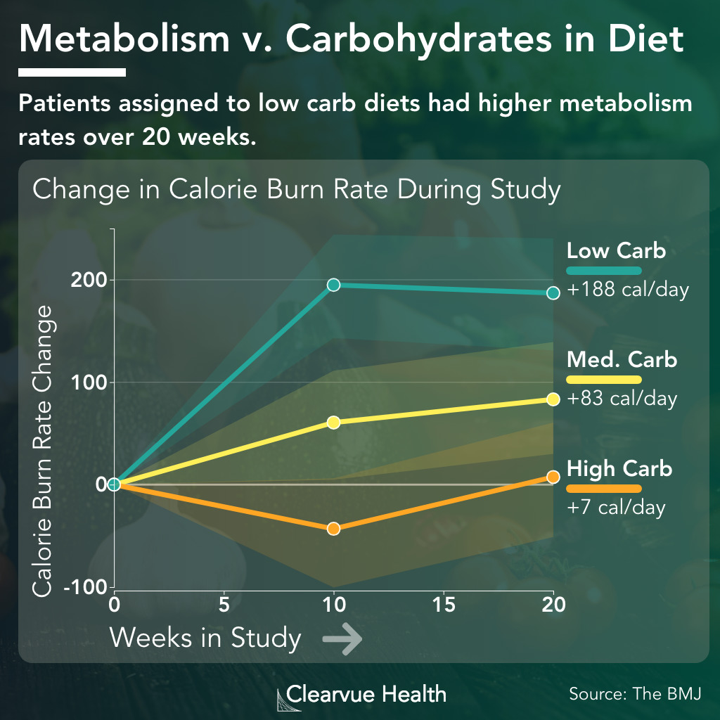 Chart of Metabolism and Calorie Burn on Low and High Carbohydrate Diets