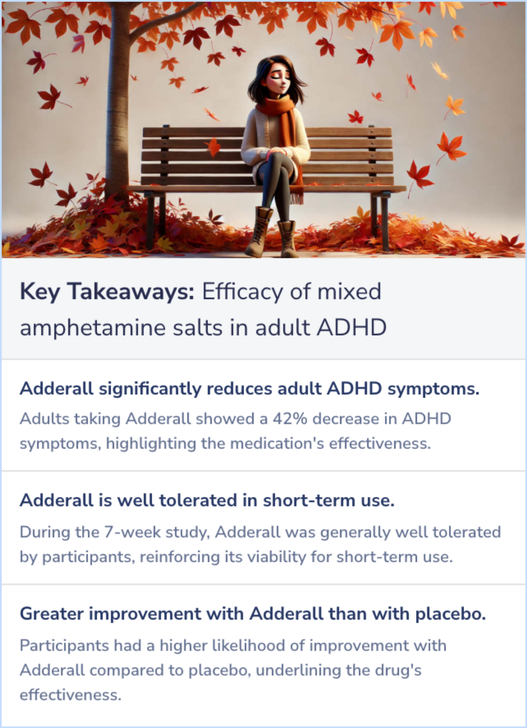 Key Takeaways for Efficacy of a mixed amphetamine salts compound in adults with attention-deficit/hyperactivity disorder