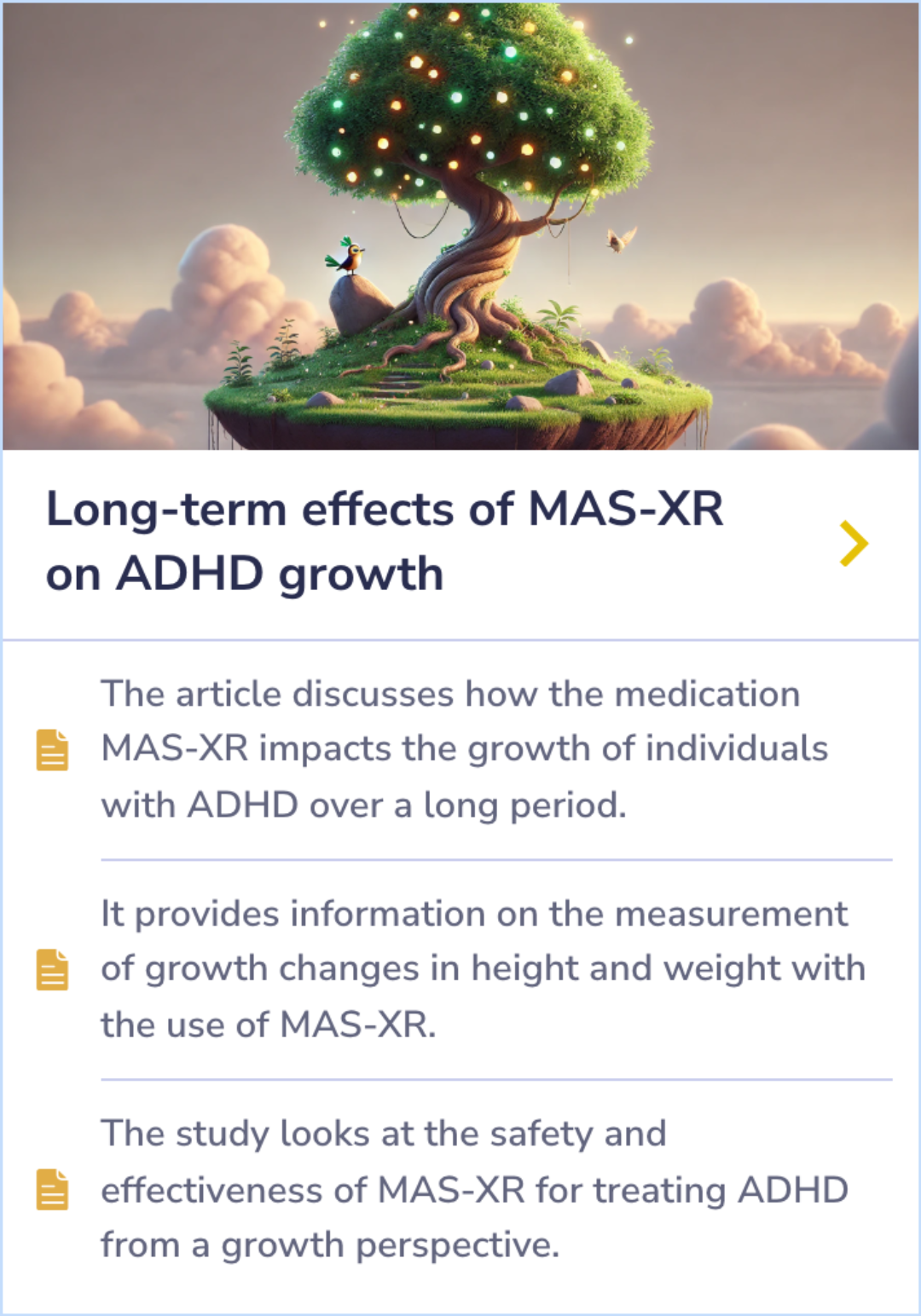 Summary Card showcasing visual data representation of adult ADHD treatment responses. Highlights differences in patient outcomes during different treatment phases, shedding light on variability and effectiveness.