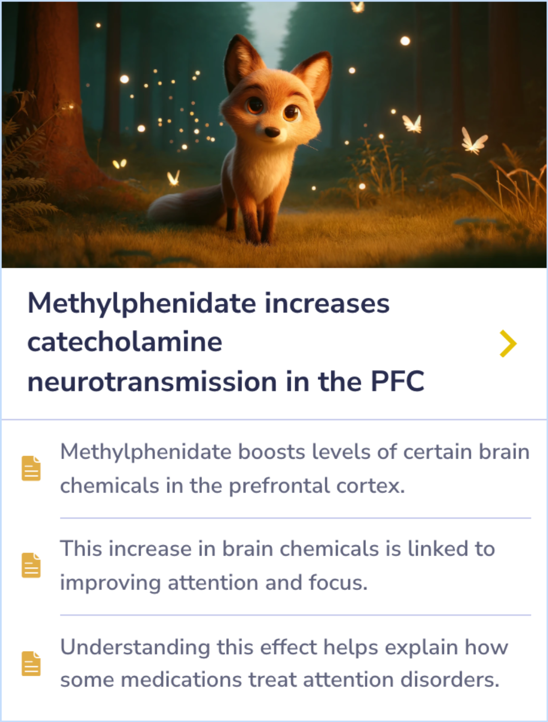 A summary card displaying analysis on the elevated risk of suicide attempts during the initial period of methylphenidate treatment for young ADHD patients.