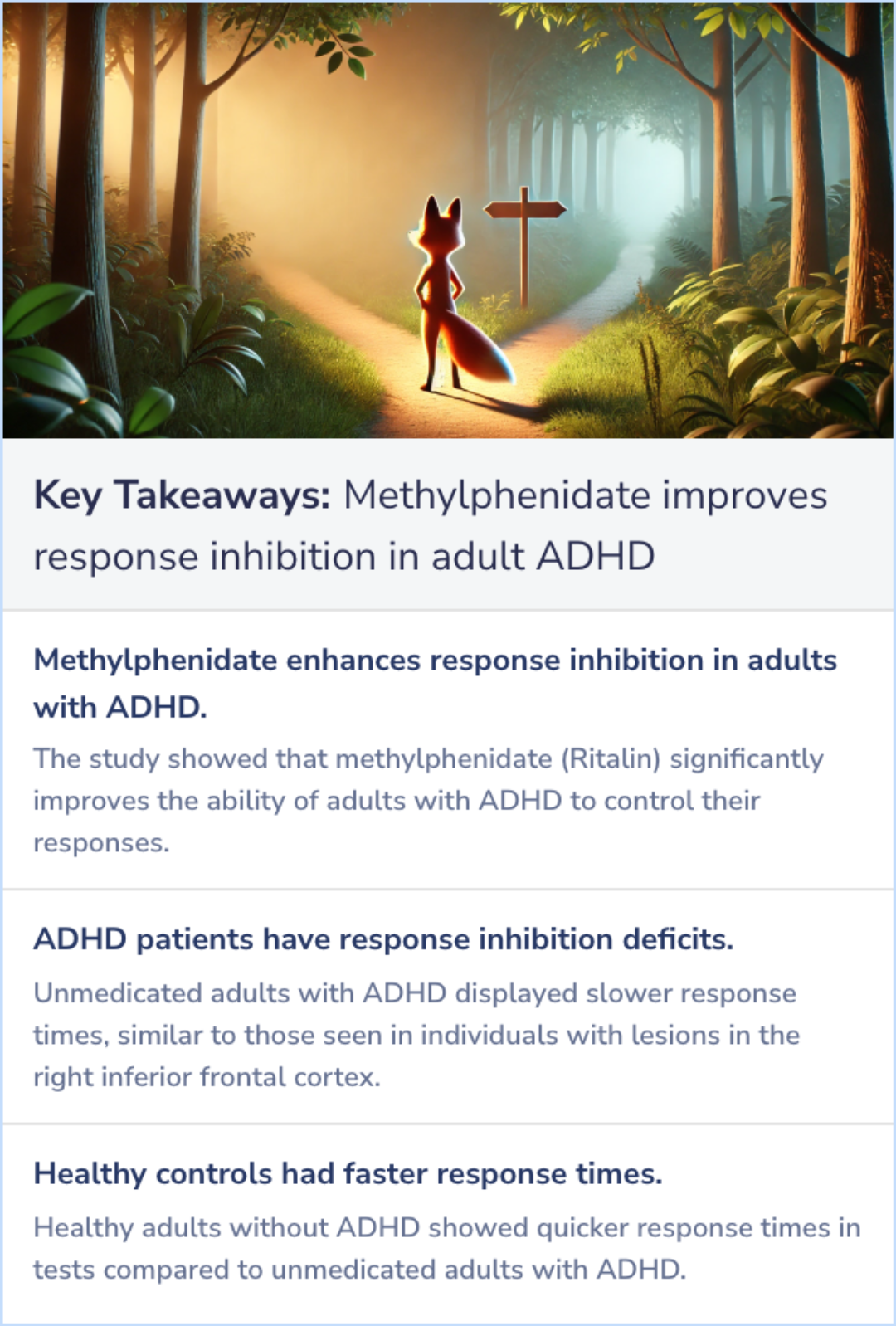 Key Takeaways for Methylphenidate improves response inhibition in adults with attention-deficit/hyperactivity disorder