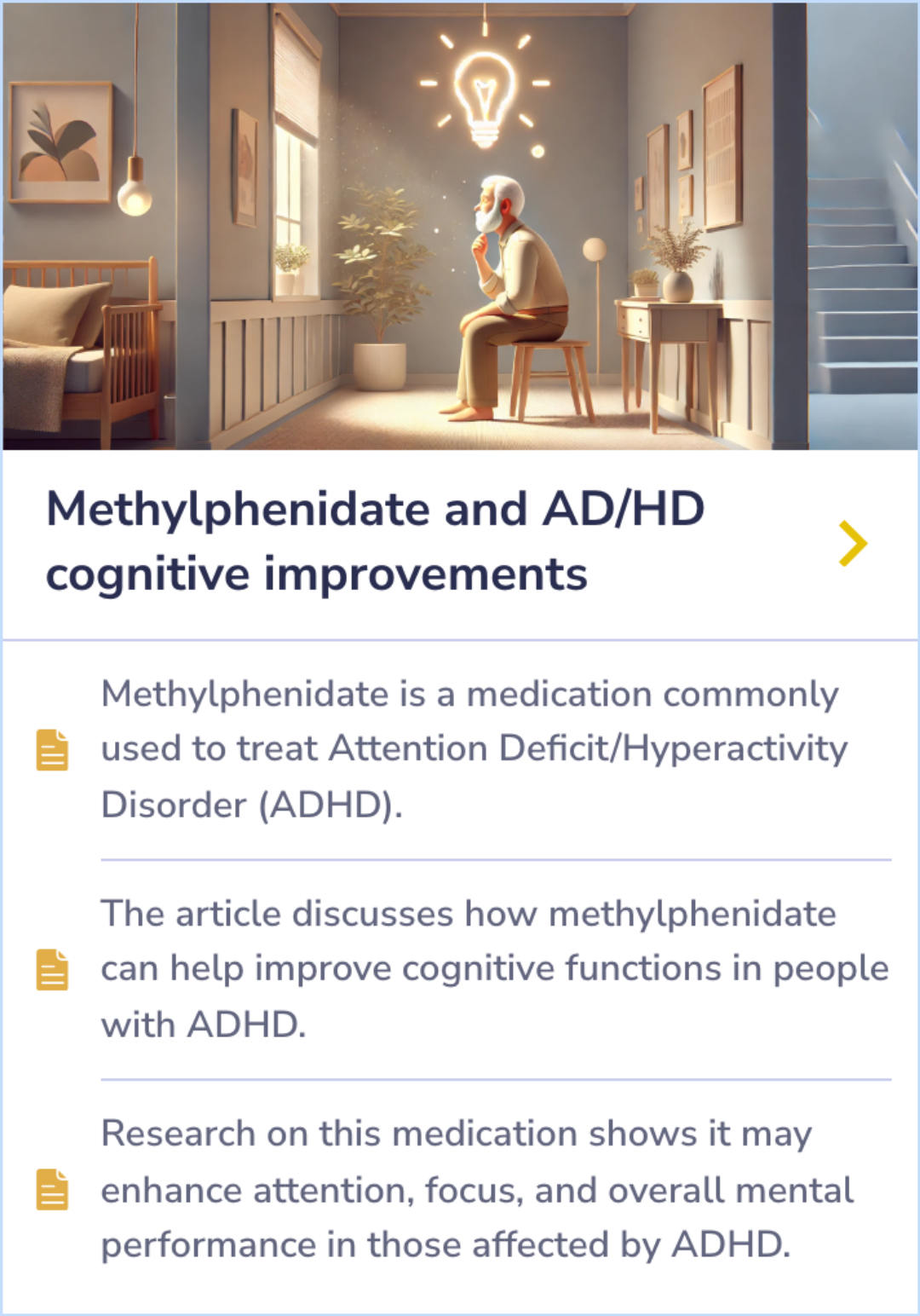 Summary Card explaining how a once-a-day formulation of methylphenidate provides consistent and prolonged effectiveness for children with ADHD.