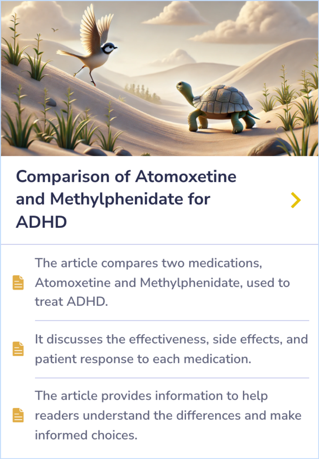 Summary Card outlining a study analysis on the effects of methylphenidate for ADHD in children and adolescents. It combines data from multiple trials and includes ratings from teachers, parents, and observers to assess the drug's benefits and risks using the GRADE method.