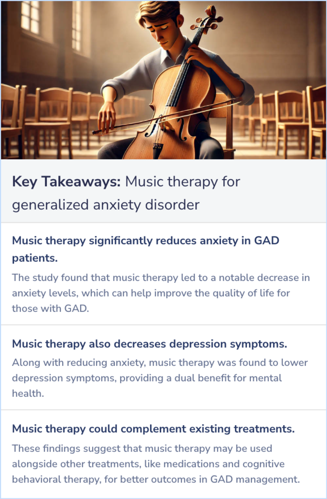 Key Takeaways for Music therapy in generalized anxiety disorder